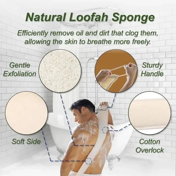 Ryggskrubb, Lång Design, Loofah Material,1Pc