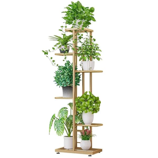 Planteholder, 6-lags design, multifunktionel opbevaring,Guld