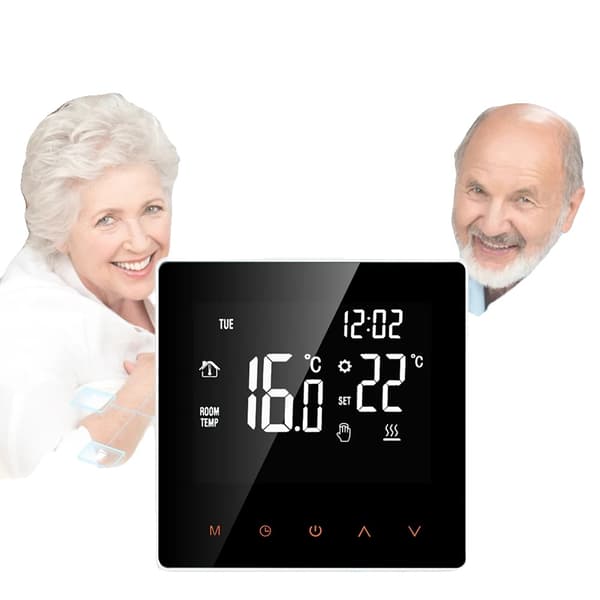 Smart Termostat, APP Kontrol, Ugeprogrammerbar,sort