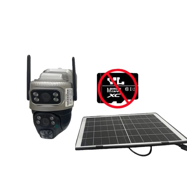 Utomhus säkerhetskamera, solenergi, 12MP dubbelobjektiv,Endast kamera INGEN kort