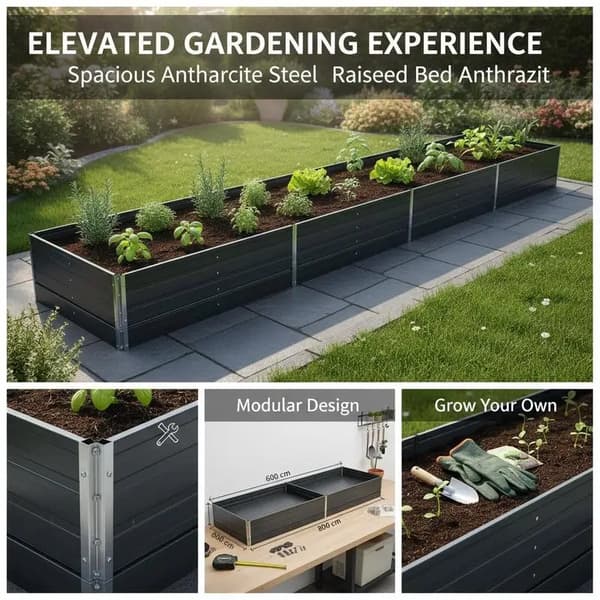Planter, Galvaniserat Stål, Hållbart och Väderbeständigt,armégrön