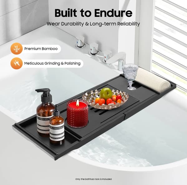 Badekar Opbevaringshylde, Justerbart Design, Let at Rengøre,sort