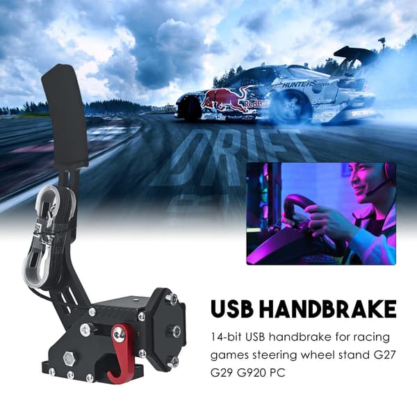 USB Handbroms, Progressiv Kontroll, Justerbar Höjd,Röd
