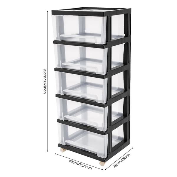 Opbevaringsskuffer, 5-lags design, mobil rullende vogn,sort
