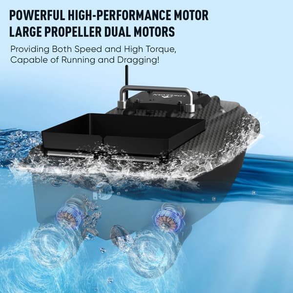 Bait Boat, Dobbelt Motor Kraft, GPS Navigation,Sort