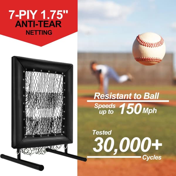 Baseball Pitching Net, 9-Zone Design, Højdejusterbar,sort