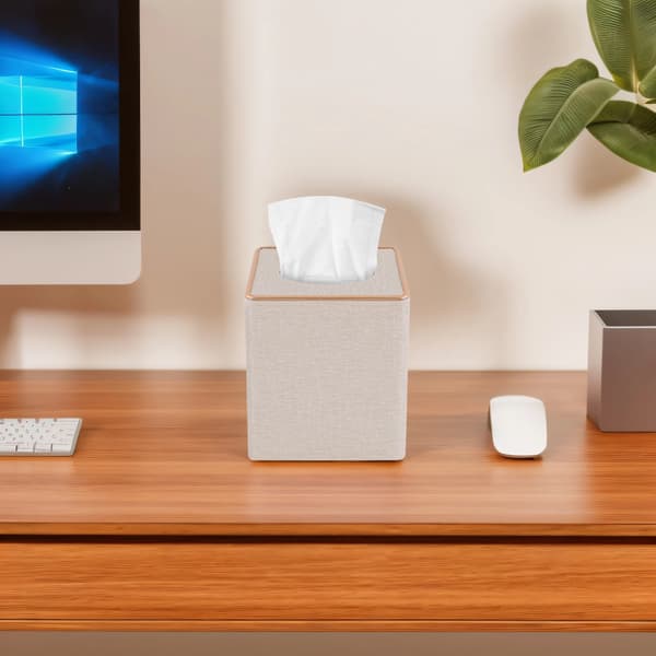 Vævsboksdæksel, Magnetisk Låg, Elegant Design,Off-white