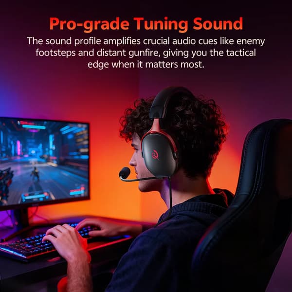 Spelheadset, 7.1 Surround Sound, Anpassningsbar EQ,SVART