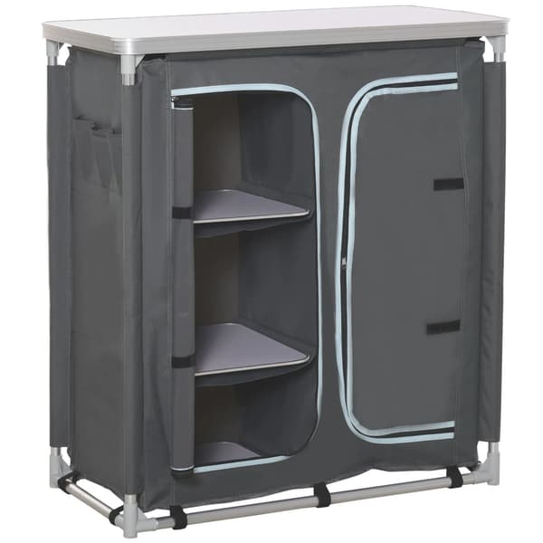 Camping Skab, Aluminiumramme, Sammenklappeligt Design,Grå