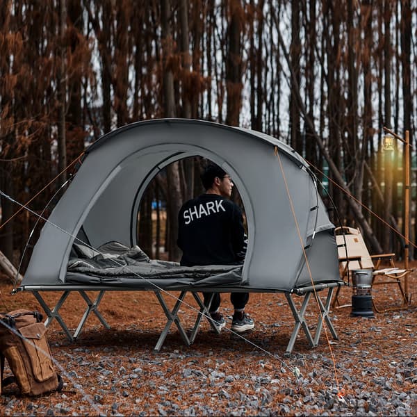 Campingseng, 4-i-1 Telt, Tilbehør Inkluderet,GRÅ