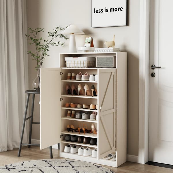 Sko cabinet, 8 lager av förvaring, multifunktionell design,VIT
