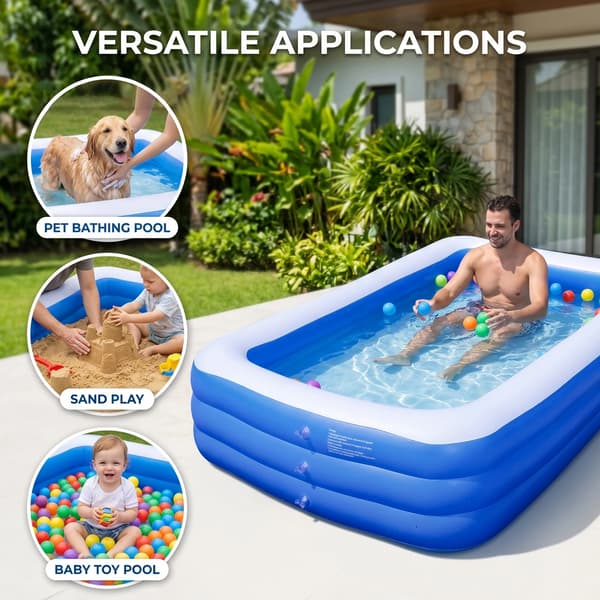 Uppblåsbar Pool, Hållbart PVC-material, Säker Design,L-2.6m