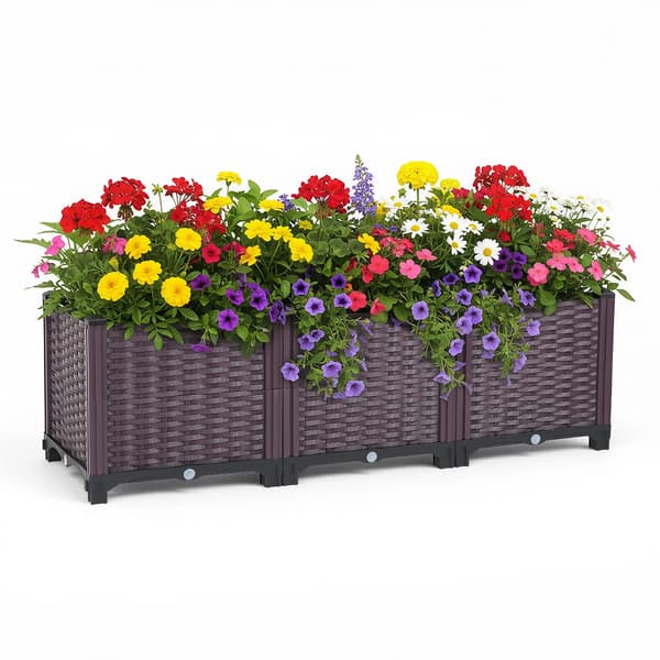 Höjd Blomlåda, Hållbar Polypropen, Stilig Rattan Design,A