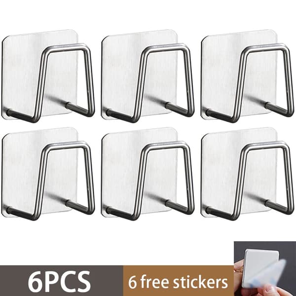 Spongeholder, Rustfrit Stål, Pladsbesparende Design,6PCS-sølv