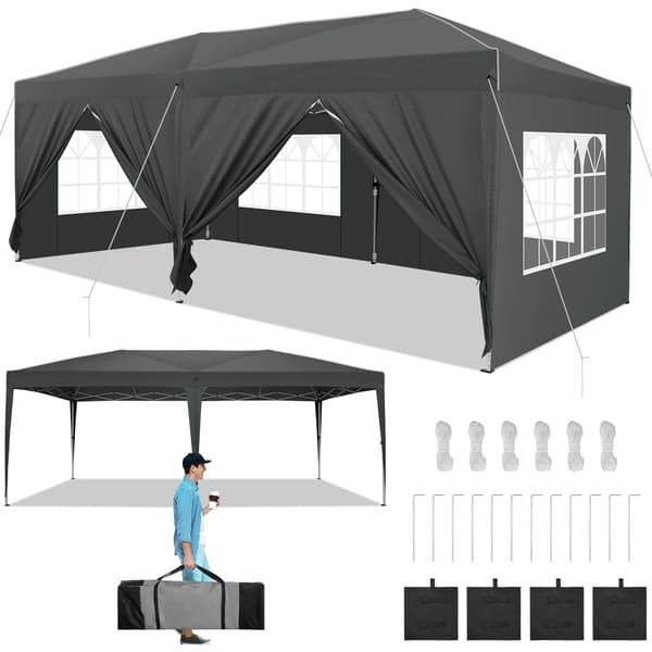 Gazebo, Vandtæt Stof, Nem Samling,Mørk Grå