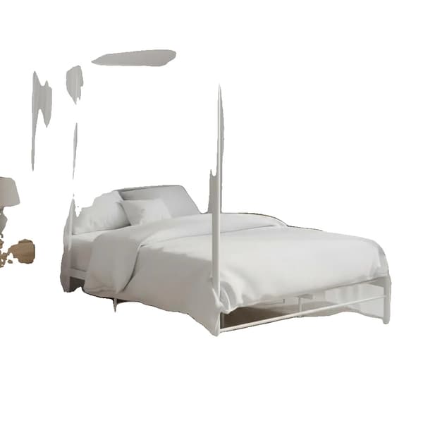 Sängram med tak, Metallkonstruktion, Stilren Design,Vit