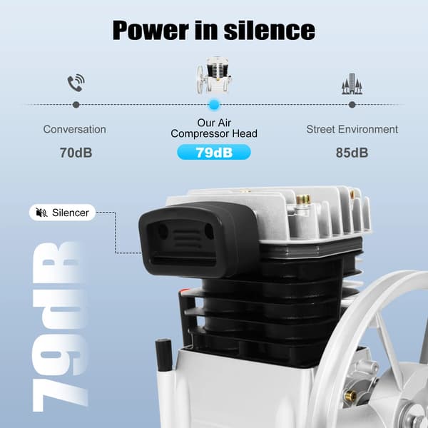 Luftkompressor Pumpehoved, 3HK Effekt, Dobbeltcylinder Design,Sølv
