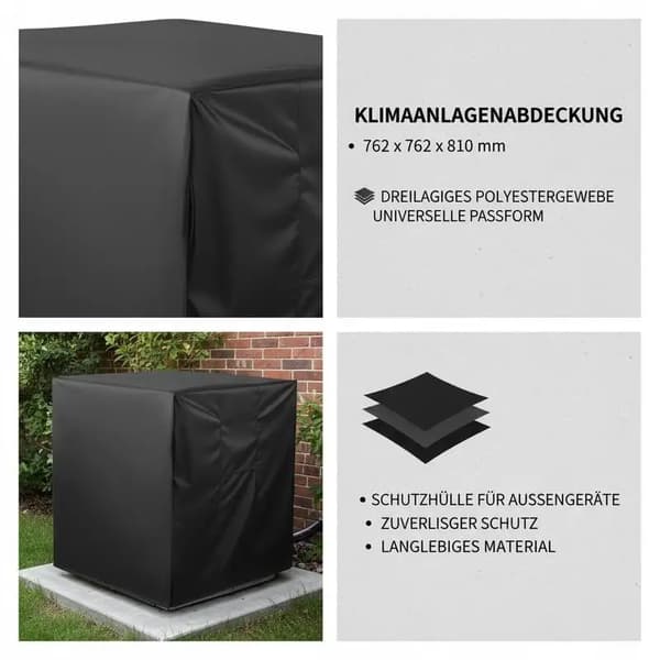 Airconditioner Cover, Vandtæt, Universel Pasform,sort