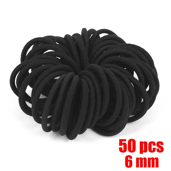 Hårband, Elastiska, Moderiktigt Design,50st-b, svart-6mm