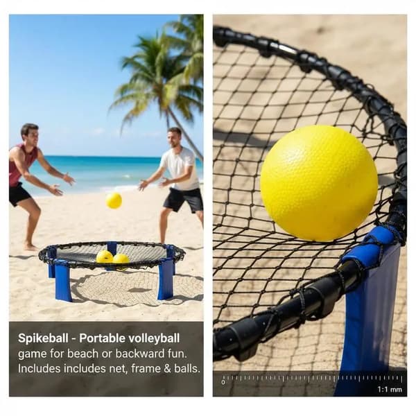 Roundnet-set, inkluderar 3 bollar, pump,Blå