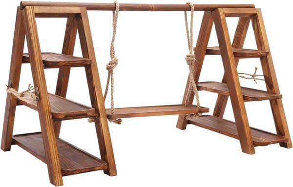 3-lags dessertstand, elegant display, holdbart massivt træ,Brun