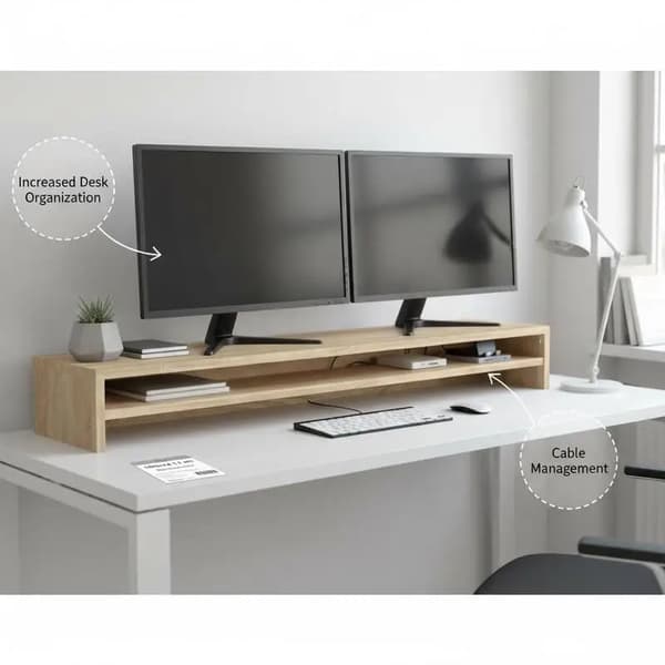 Monitorstativ, Ergonomisk Design, Pladsbesparende,GRÅ