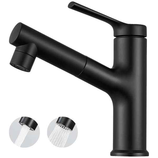 Vaskeskuffe, Utrækkelig Design, Holdbar Zinklegering,sort, G3/8, Rustfrit stål