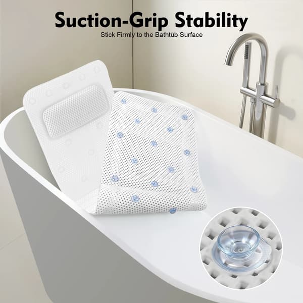 PVC Badkar Matta, Ergonomisk Kudde, Halkfri Design,VIT