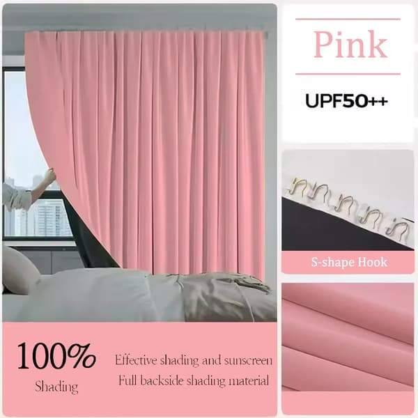 Mørklægningsgardiner, Klassisk Stil, 1 Panel Design,Hook-a, Pink (S-hook)-a, W250cm X H250cm 1PC