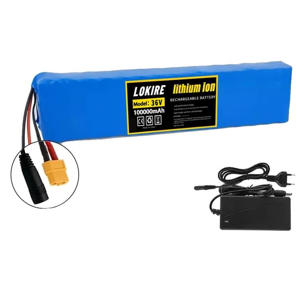 Litiumjonbatteri, 100Ah kapacitet, 36V spänning,XT60-DC-Laddare