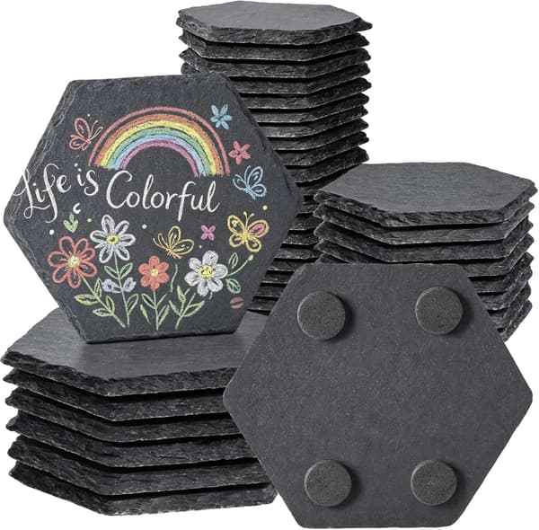 Skiferunderlag, Varmebestandige, Skridsikre Design,24PCs hexagonal