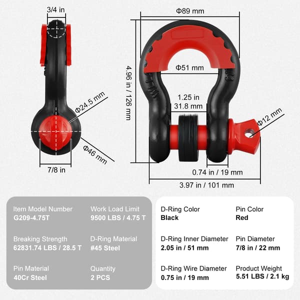 D-Ring Krog, Heavy-Duty Styrke, Alsidig Kompatibilitet,Sort