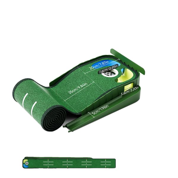 Golf Putting Mat, Automatisk Boldguide, Justeringsspejl,grøn