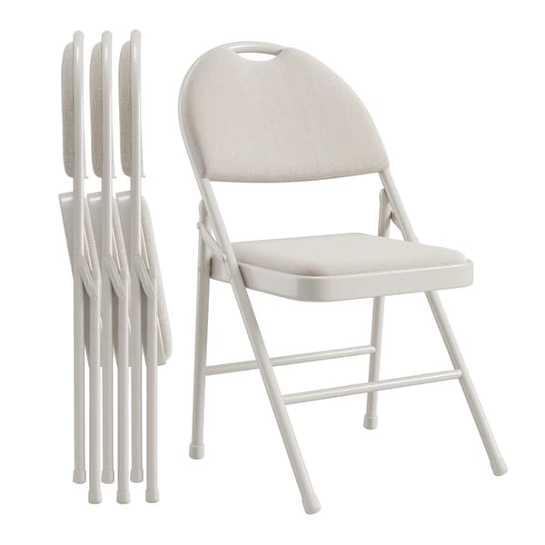 Fällstolar, Metallram, Tygklädd Komfort,4 Förpackningar Beige
