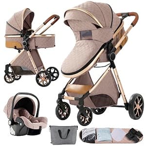 Babyskydd, 3-i-1 Resesystem, Fällbar Design,YV9-KHAKI