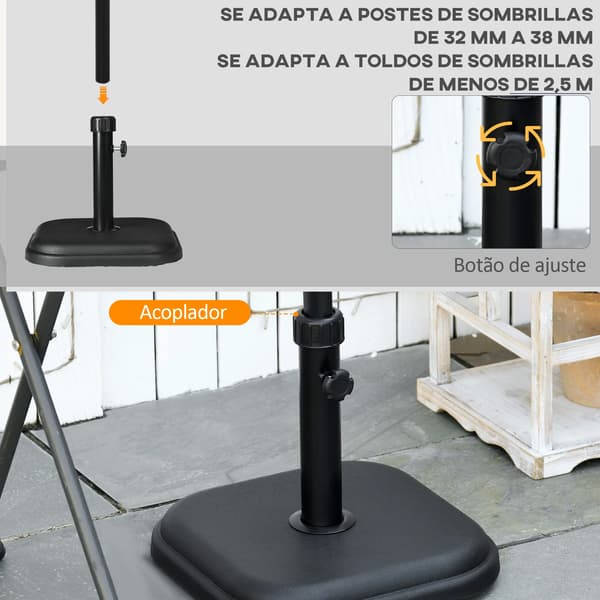 Paraplyfot, Metallkonstruktion, Lätt Montering,Svart