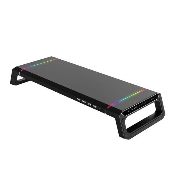 Monitorstandhæver, USB-hub, opbevaringsskuffe,PL-Sort
