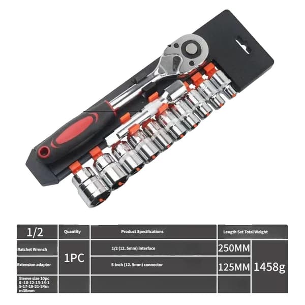 Skiftnyckelsats, Legerat Material, 12-delars Verktygssats,Silver