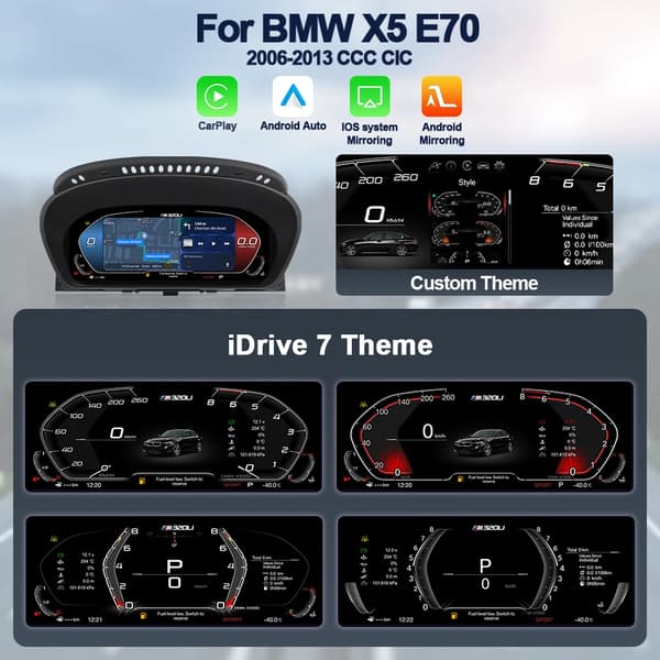 Digitalt Speedometer Cluster, Carplay, Adaptiv Fartpilot,E70 Carplay version