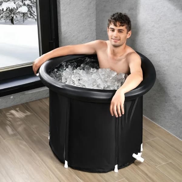 Oppustelig Badekar, 290L Kapacitet, Bærbart Design,sort