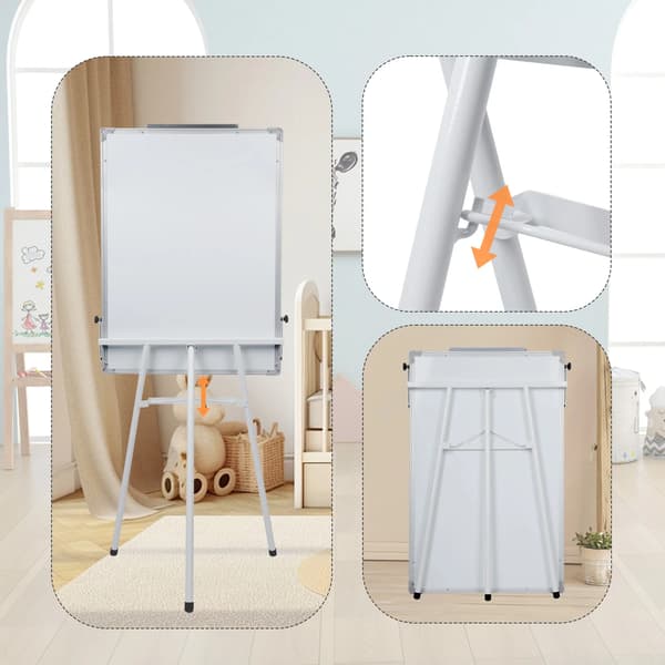 Whiteboard, Aluminiumramme, Justerbar Højde,Sort