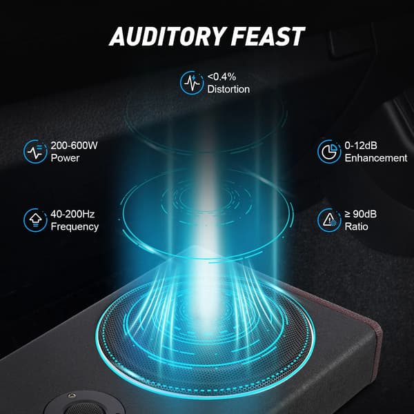 Subwoofer, Slim Design, Kraftfull Basutgång,8"