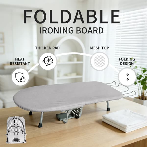 Fällbart Strykbord, Väggmonterad Design, Hållbar Stålstruktur,Ljusgrå