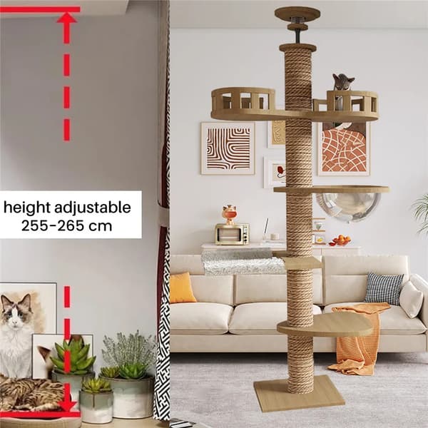 Kattetårn, Justerbar Højde, Multi-Niveau Design,GUL