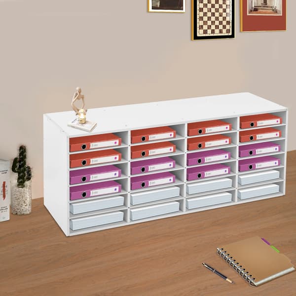 Skrivebordsfilorganisator, 24 rum, Justerbart design,HVID