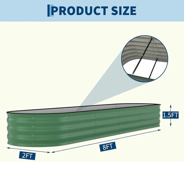 Höjd trädgårdsbädd, Hållbart material, Ergonomisk design,Grön 240x60x45cm