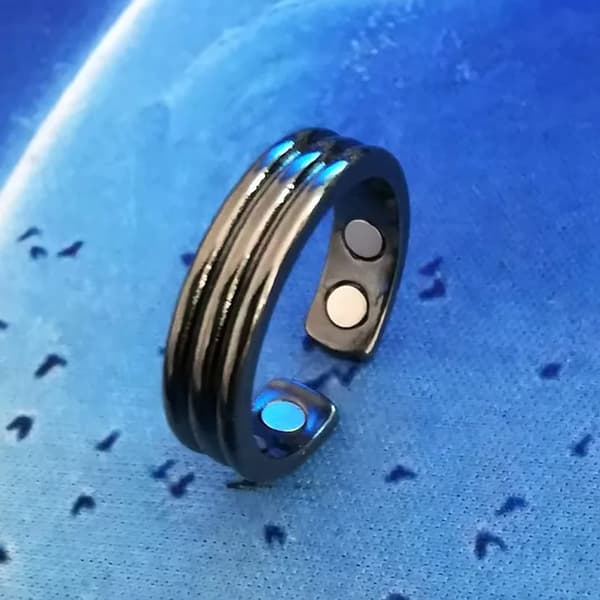 Anti Snorker Ring, Justerbar Pasform, Magnetisk Terapi,4 Tekstur Sort
