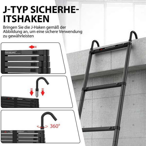 Teleskopstege, 6,2 M Höjd, Lättviktsdesign,6.2M/20.3FT