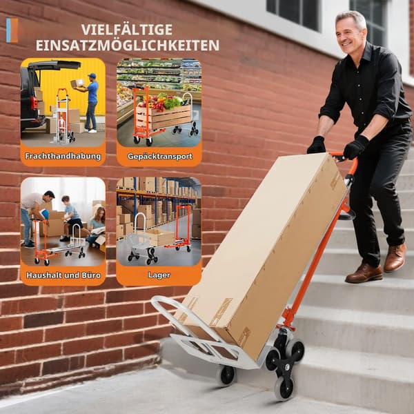 Trappklättrande vagn, hög lastkapacitet, mångsidig 3-i-1 design,Apelsin