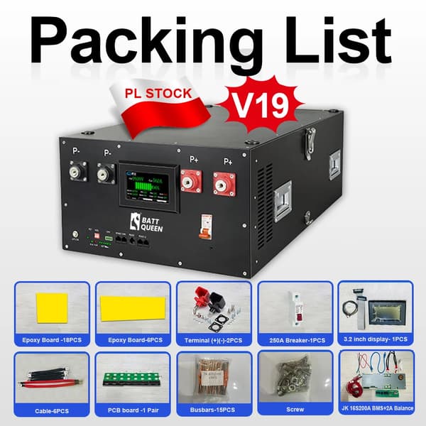 Batterilagringsboks, Vertikal Design, Smart BMS,Stablet JK BMS